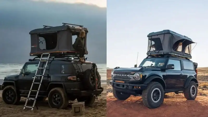 Roofnest Sparrow Adventure XL vs Roam Rambler Hardshell Rooftop Tent top picture.