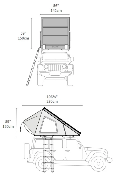 iKamper BDV Blue Dot Voyager Duo dimensions.