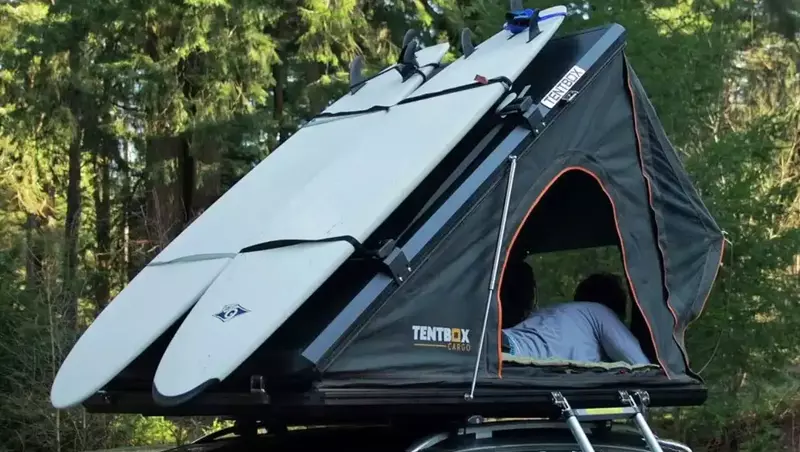 TentBox Cargo hard shell roof top tent.