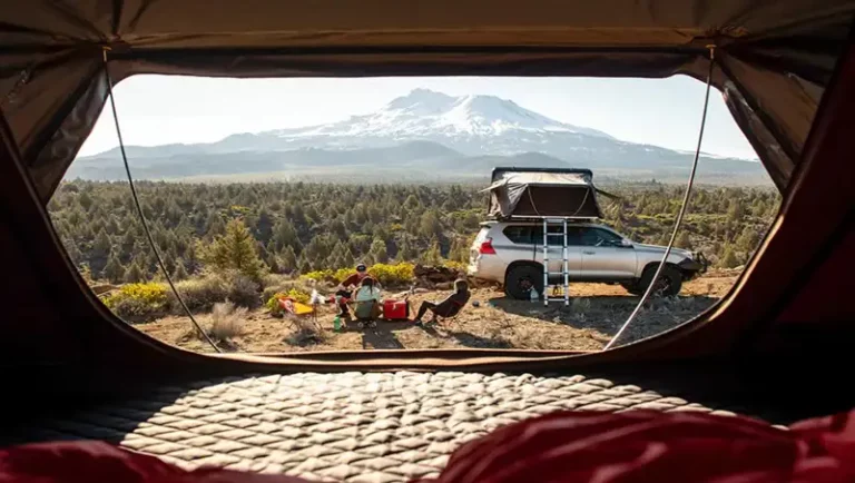 How Do Rooftop Tents Handle Different Weather Conditions top picture with a view from a RTT.